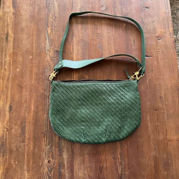 Clare V Moyen Messenger - Evergreen Woven Zig-zag Cross Body Shoulder Bag - Picture 9 of 9